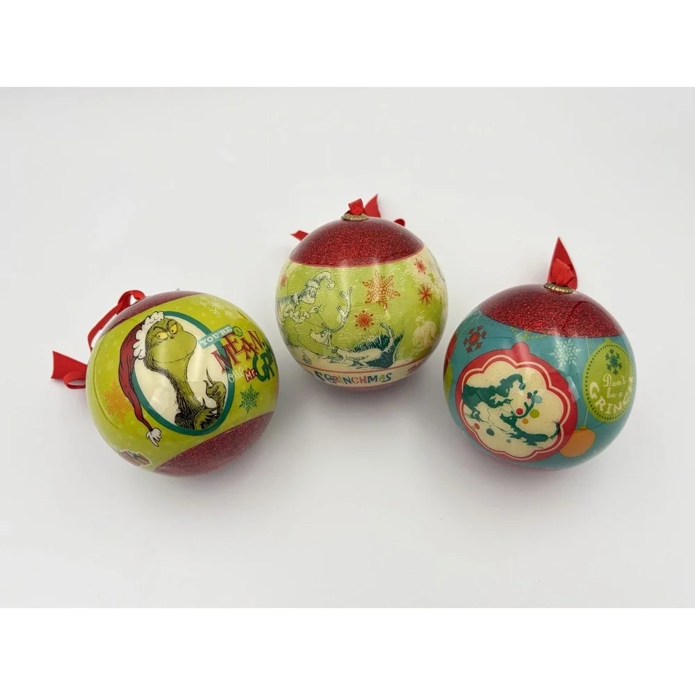 2013 Hallmark Dr Seuss How The Grinch Stole Christmas Ball Ornaments Set Of 3